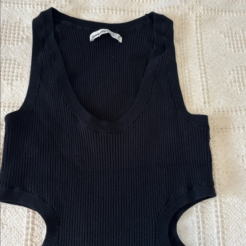 Abercrombie & Fitch  Black Cutout‎ Ribbed Tank Midi Dress Size M
